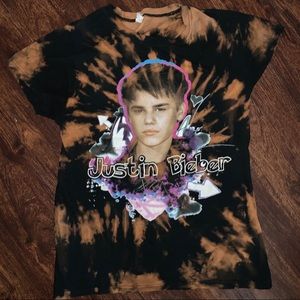 Custom Bleach Dye Justin Bieber Tee Shirt